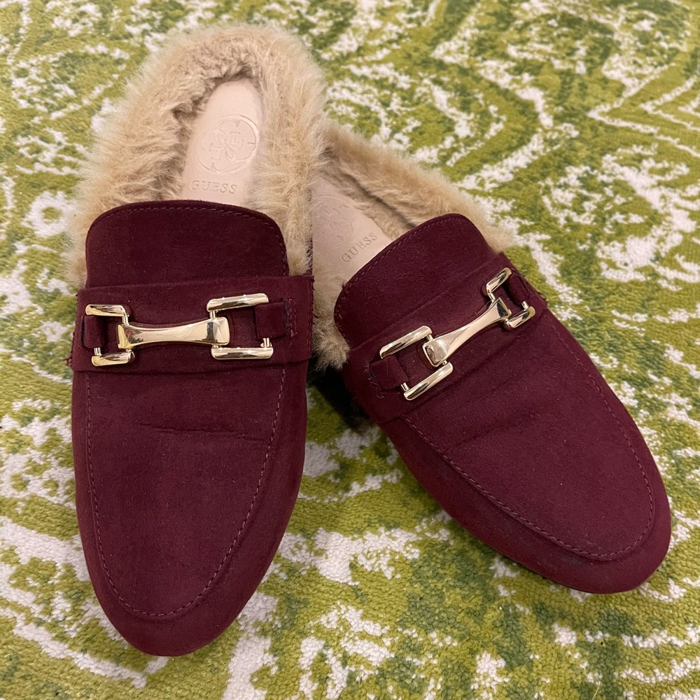NEW Guess Open Back Fur Loafers Size 7